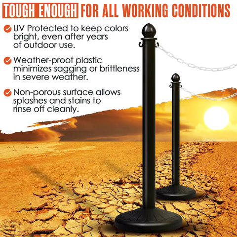UV protected lightweight plastic chain for crowd control and event setup with weatherproof stanchions.