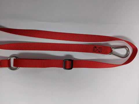 3 Point Dinghy Towing Bridle With Adjustable Middle Leg For Even Pull, 3800 Lb Test, 1 In Red Nylon Webbing, Stainless Steel Hardware