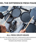 Turbo Mesh Kit Electric Drum Set With 100 Plus Sounds Dope Quiet Mesh Pads Sticks And Cables Drum Lessons Realistic 7 Piece Drum