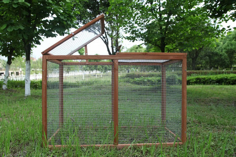 Sturdy Wooden Chicken Coop With Mesh Run For Backyard Poultry And Small Pets, Indoor Outdoor Rabbit Hutch Enclosure, 40 Inch Cage