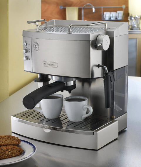Top Tier 15 Bar Pump Espresso And Cappuccino Machine Brews Smooth Ground Beans Or ESE Pods Quick With Solid Metal Build For Your Kitchen Counter, dual espresso cups.