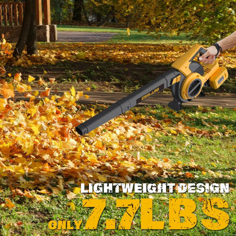 3 In 1 Cordless Leaf Blower Vacuum Mulcher With Bag Brushless Power 360 CFM 5 Speed Modes Battery Operated Lawn Tool being used on leaves