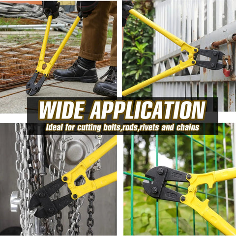 18 Inch Heavy Duty Bolt Cutter With Forged Steel Jaws And A Beefy Ergonomic Rubber Grip For Easy Leverage And Quick Cuts Through Chain Wire Bolts Rivets Fencing And Medium Padlocks cutting chain and fencing