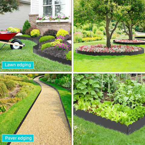 Heavy Duty Galvanized Steel Landscape Edging Kit 20 Foot With Scalloped Design For Flower Beds And Garden Borders in use