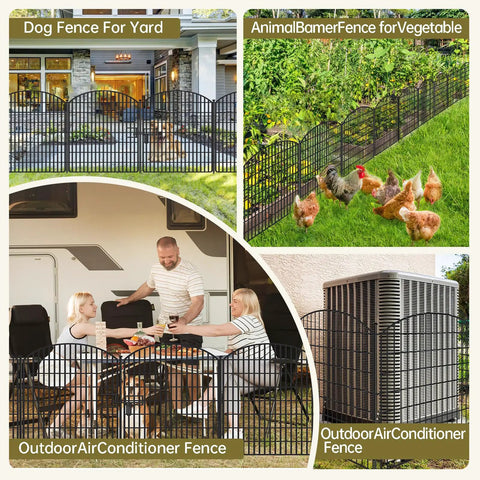 No Dig 16 Panel Garden Fence With Gate For Outdoor Pets And Kids Rustproof Metal Garden Edging Border Tall Animal Barrier Temporary Fencing For Yard Patio And Lawn With Easy Access Gate used as dog and chicken fence, air conditioner cover