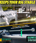 Built Tough Adjustable Trolling Motor Stabilizer Bracket With Vertical Adjustment And Shock Absorption, Hassle Free No Drill Install For Minn Kota Rhodan Garmin Boats, Ride Smooth Outboard Support on a fishing boat.