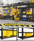 Beefy 5 Tier Garage Shelving Unit With 3000 Lbs Total Capacity Adjustable Industrial Metal Shelves For Garage Basement Pantry Workshop Or Warehouse Storage Sturdy 72 Inch Tall 48 Inch Wide, black steel shelves