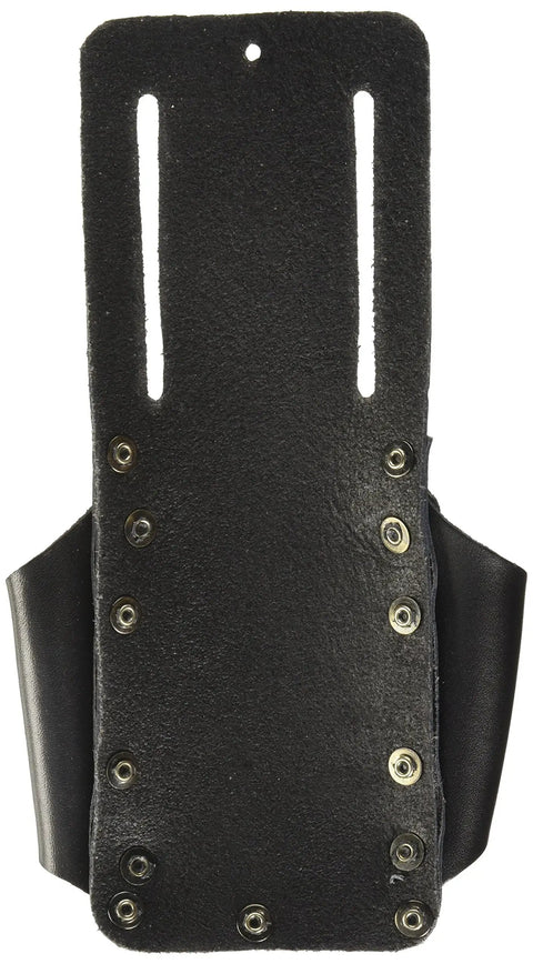 Back view of Leather Four Pocket Tool Pouch For Belt Holster with durable black leather and reinforced stitching, easy access.