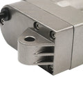 Close-up of 24V Industrial Heavy Duty Mini Linear Electric Actuator With Hall Effect Feedback, stainless steel casing detail