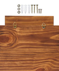 Back view of Crescent Wooden Squirrel Feeder Table with mounting hardware shown for outdoor installation