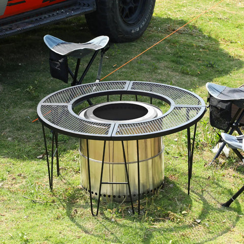 35 Inch Portable Fire Pit Surround Tabletop Round Shield For Outdoor Pits With 21 Inch Inner Diameter Foldable And Easy To Install