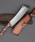 Beefy Dual Purpose Kitchen And Outdoor Cleaver For Bone Chopping And Bushcraft Wood Splitting Ultra Sharp 80 Degree Blade with sheath
