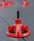 Tile Leveling System with One Eighth Inch Spacer Posts, 250 Pieces, Black Baseplates and Caps Sold Separately in use on gray tile