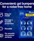 Heavy Duty Wall Bumpers Large 4 Pack Noise Reducing Furniture Pads Scratch Proof Corner Guards attached to packaging.