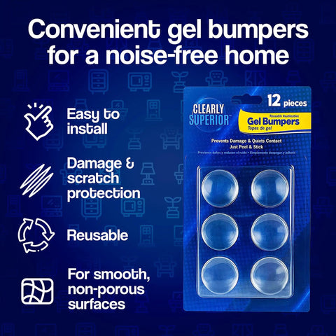 Heavy Duty Wall Bumpers Large 4 Pack Noise Reducing Furniture Pads Scratch Proof Corner Guards attached to packaging.