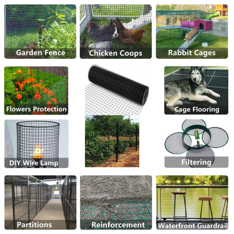 Heavy Duty Black Vinyl Coated 16 Gauge Hardware Cloth With One Inch Mesh Opening Forty Eight Inches Wide By One Hundred Feet Long used in chicken coops.