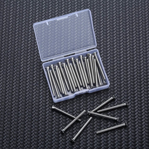 Box of extra long outlet screws for deep outlet boxes and device mounts, 6-32 by 1-1/2 inch machine screws with flat head and cross recess