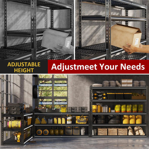 48 Inch Wide Heavy Duty Garage Shelving 5 Tier Storage Rack With Double Column Design For Maximum Stability And 3030 Lbs Load Capacity Ideal For Garage Organization And Heavy Tools Beefy Steel Construction Easy Assembly adjustable height steel shelves with garage tools