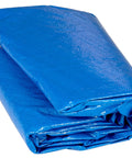 6Ft Round Trampoline Weather Cover For All Weather Protection Keeps Jump Surface Safe From Sun Rain Snow And Debris Extends Lifespan Durable Weather Resistant Top Cover, folded in blue PE material.