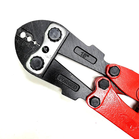 Close-up of 18 Inch Swaging Tool For Securing Ferrules And Stops On One Sixteenth Inch Three Thirty Second Inch One Eighth Inch And Three Sixteenth Inch Wire Rope And Cable Crimper With Steel Handle