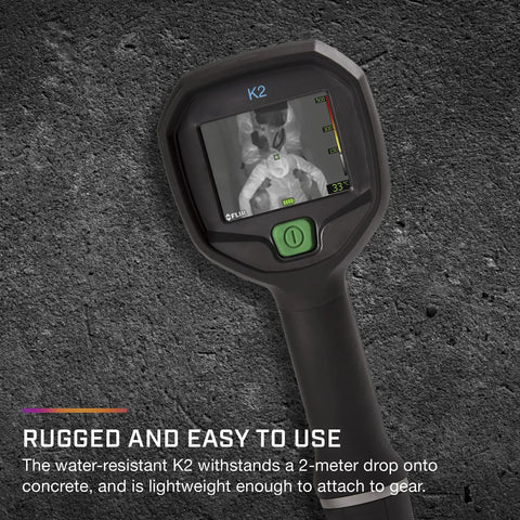 K2 Compact Thermal Imaging Camera With MSX And Multi Spectral Dynamic Imaging for firefighters, rugged design on concrete