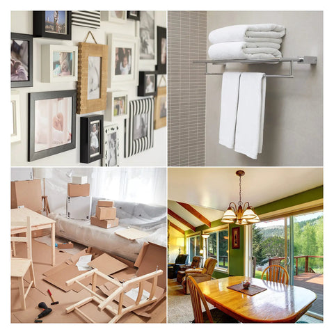 Drywall Anchors And Screws Kit With 100 Pieces used for mounting pictures, towel racks, assembling furniture, and secure wall fixtures at home