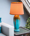 Elaine Table Lamp With Antique Mercury Glass And Brushed Steel Finish, 29.5 Inch Tall White Drum Shade, 3-Way Lighting display