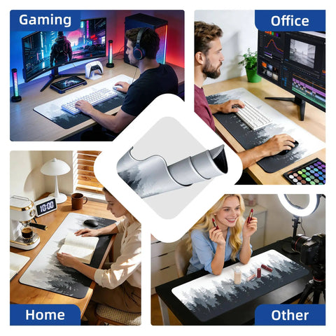 Forest Pattern Extended Gaming Mouse Pad Large Desk Mat Ultra Wide 31.5 X 11.8 Inches With Non Slip Neoprene Backing
