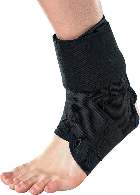 Close-up of Stabilizing Speed Pro Ankle Brace X Large built with 800D ballistic nylon and elastic strap for tibia and fibula compression