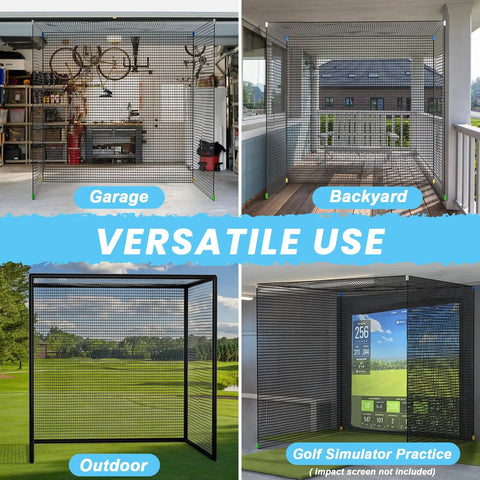 Golf Practice Hitting Net For Backyard Driving Range And Garage Batting Cage, 10 x 10 x 10 Ft, Heavy Duty 5 Layer Polyester Mesh