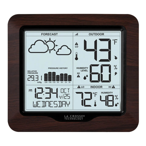 Backlit Wireless Forecast Weather Station With Pressure And Temp Trends Indoor Outdoor Temp Humidity 24 Hour Pressure History