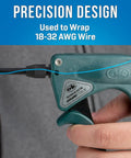 Person using Lexan Wire Wrapping Tool G200 R3278 For 18 AWG 1.00 Mm Up To 32 AWG 0.20 Mm, demonstrating precision design.