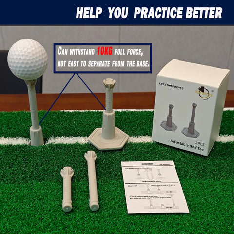 Adjustable Golf Tees For Indoor And Outdoor Practice For Mats, Rubber Driving Range Tees with box and instructions on turf