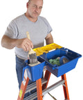Person using AC52-UB Ladder Accessory Kit With Liquid Holder Swiveling Carry Handle on ladder with paintbrush and tools