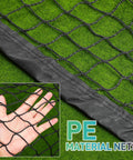 Heavy-Duty Backyard Baseball And Softball Batting Cage Net For All-Weather Outdoor Training, close-up on mesh and reinforced edge