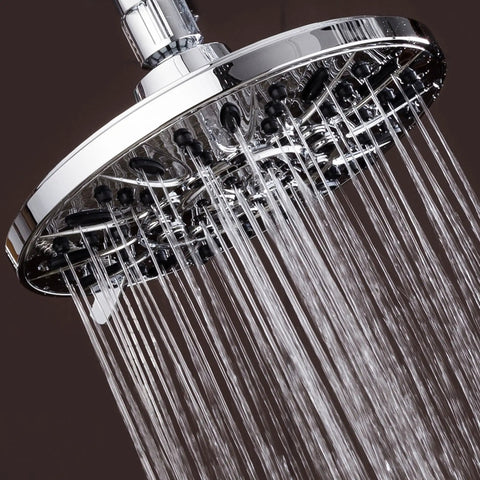 High Pressure 6 Setting 7 Inch Rainfall Shower Head Angle Adjustable With Tool Free Installation Chrome Finish Delivers Strong Water Flow