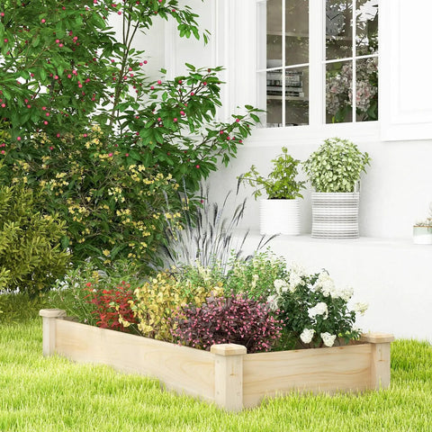 Wooden Raised Garden Bed 48 Inch Long By 24 Inch Wide By 10 Inch High Planter Box No Fuss Assembly For Vegetables Fruits Flowers And Herbs Outdoors Elevated Garden Bed For Backyard Lawn Or Patio in a garden