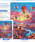 Hot Air Balloon Diamond Painting Kit For Beginners, 5D Sunset Landscape With Mountains And Lake, 12x16 DIY Wall Decor Image