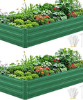 Raised Garden Bed Kit 6x3x1 Ft Outdoor Galvanized Metal Planter Box With Gloves, large garden bed filled with plants