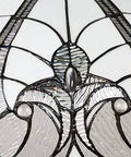 Close-up of Retro Style Stained Glass Pendant Light With 18 Inch White Shade Two Light Fixture For Living Room Dining Room Kitchen