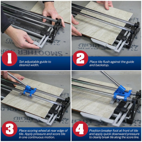 Step-by-step guide using 17 Inch Tile Cutter For Ceramic And Glass Mosaic Tiles, DIY Friendly Tool for precise cuts.