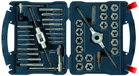 40 Piece Tap And Die Set For Metric Right Hand Threads, Pro Grade Plug Taps For Internal Threads And Dies For External Threads in case