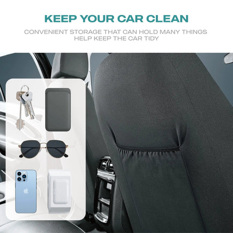 GOGA Mat Oxford Cloth Waterproof Front Seat Covers For Most Cars, SUVs And Trucks with storage pocket detail