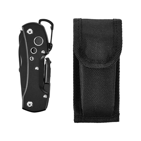 15 In 1 Stainless Steel Multitool Pocket Knife With Sheath For Hiking Camping And Survival Black Compact Everyday Carry Tool