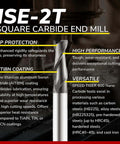 Front view of SPEED TIGER ISE-2T square carbide end mill, 1/8 inch, 2-flute, 5-piece set