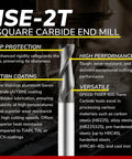 Micrograin Carbide Square End Mill Two Flute Three Eighth Inch Pack Of Five For Milling Alloy Steels Hardened Steel Metal And More Ideal For DIYers And Professionals with AlTiBN coating showcased