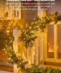 Solar Fairy Lights Outdoor 33 Ft 100 LED Warm White String Lights IP65 Waterproof for festive railing decor at night