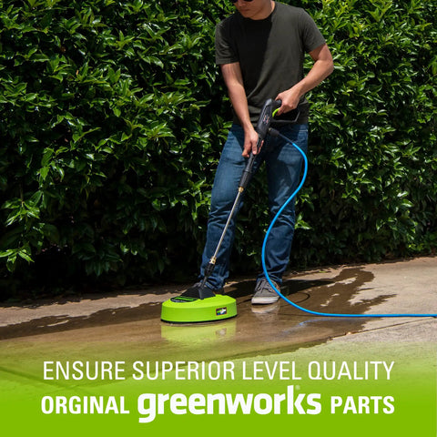Man using 12 Inch Surface Cleaner Attachment For Pressure Washers With One Quarter Inch Quick Connect on a concrete path