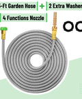 Coiled Stainless Steel Garden Hose With 4 Function Brass Nozzle 25 Ft No Kink Metal Hose For Heavy Duty Watering And Cleanup
