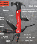 Kickass All In One Hammer Multitool Kit For Men And Women Gift Ideas For Dad Grandpa Him Camping Gear Survival Tools Fishing Hunting Essentials Unique Birthday Anniversary Gift showing open tools like screwdriver, knife, plier.